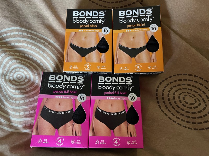 four boxes of Bonds Bloody Comfy Undies